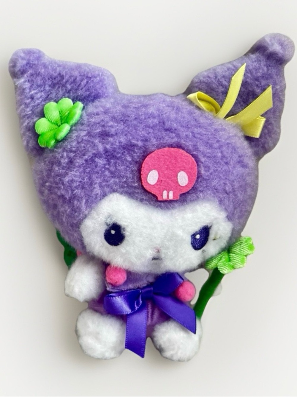 Sanrio Kuromi Limited Edition Four-Leaf Clover 6” Plush Toy Bag Charm Kawaii